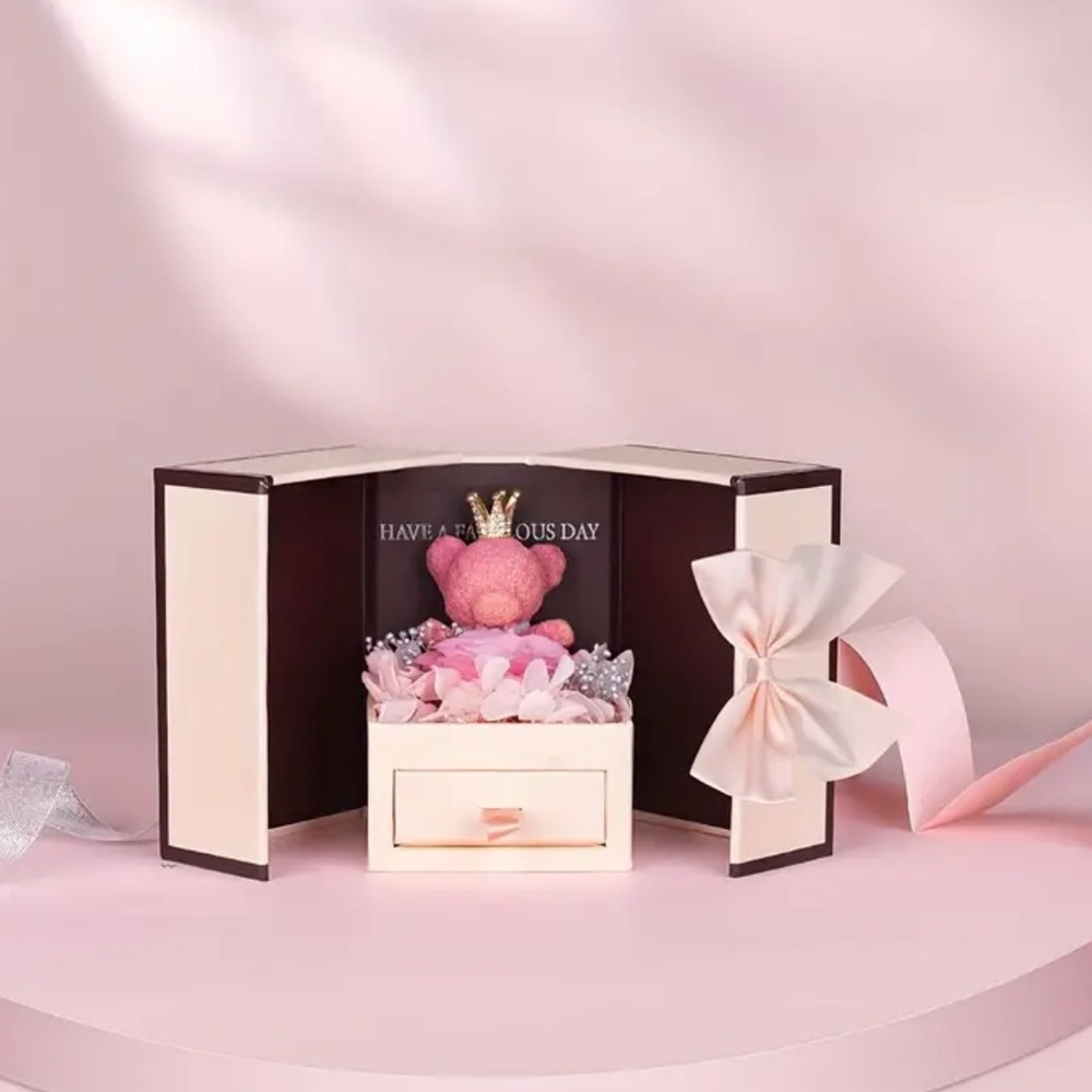 Heart-Shaped Pendant With MOM Letter Necklace With Rose preserved Gift Box